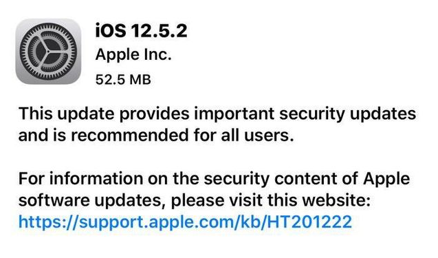 马边苹果手机维修分享iOS12.5.2发布，建议所有老苹果用户安装 